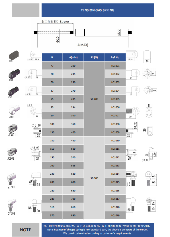 拉力氣彈簧 拉力氣彈簧